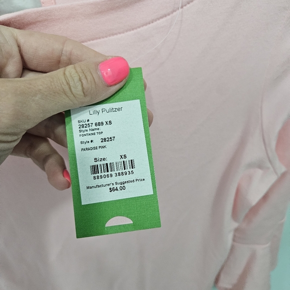 Lilly pulitzer pink flutter sleeve shirt New With Tags XS - Picture 8 of 10